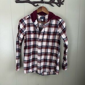 Plaid Hooded Boys Shirt size 10/12